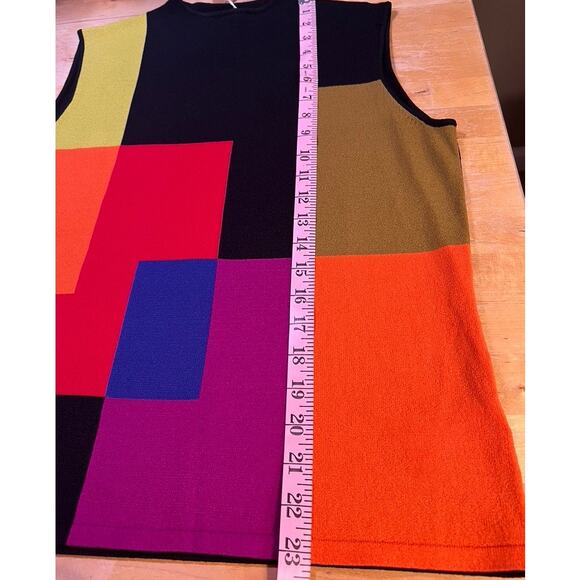 Vtg 90s 00s High Neck Color Block Tank Shell Blouse Top Shirt Sz L Black Whimsy - Picture 5 of 6